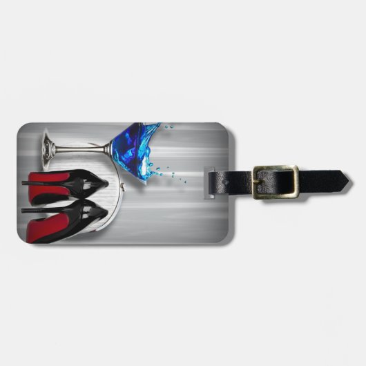 Glamourmartini-Cocktail-Party-Mädchen stilletos Gepäckanhänger (Vorderseite horizontal)