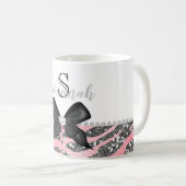 Glamouroe Rose Rosa Silberne Glitzer Monogramm Kaffeetasse (VorderseiteRechts)