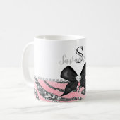 Glamouroe Rose Rosa Silberne Glitzer Monogramm Kaffeetasse (Vorderseite Links)