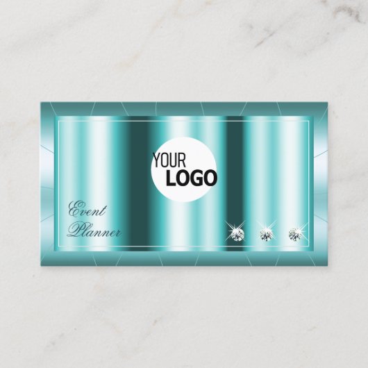 Glamourös Aquamarin mit Diamanten und Logos Visitenkarte (Vorderseite)