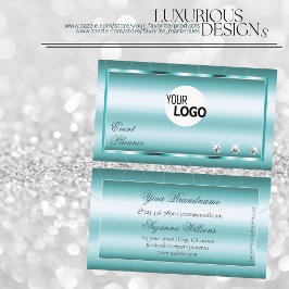 Glamourös Aquamarin mit Diamanten und Logos Visitenkarte