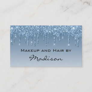 Glamourös blaue Glittertropfen Makeup-Artist Visitenkarte