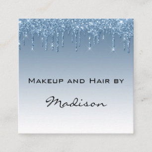 Glamourös blaue tropfende Glittertropfen Make-up-A Quadratische Visitenkarte