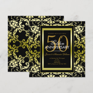 Glamourös Gold Damast 50. Hochzeitstag Jubiläum Einladung