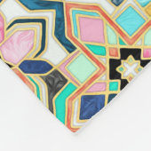 Glamourös-goldfarbenes marokkanisches Fliesenmuste Fleecedecke (Ecke)