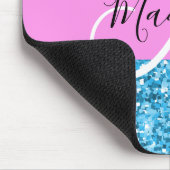 Glamourös Himmelblau Rosa Glitter Funkeln Name Mon Mousepad (Ecke)