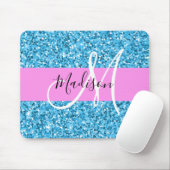 Glamourös Himmelblau Rosa Glitter Funkeln Name Mon Mousepad (Mit Mouse)