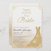 Glamourös kommt hier der Bride Gold Glitzer Gown Einladung (Vorne/Hinten)