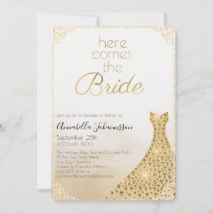 Glamourös kommt hier der Bride Gold Glitzer Gown Einladung