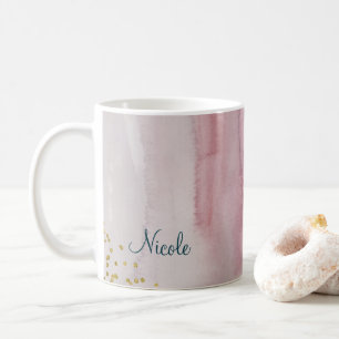 Glamourös Modern Rosig Rosa Blau Gold Personalisie Kaffeetasse