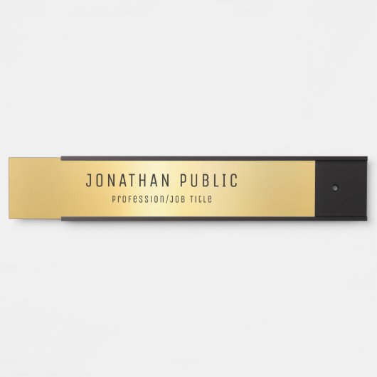 Glamourös moderne Vorlage Schwarz und Gold lang Türschild (Vorderseite )