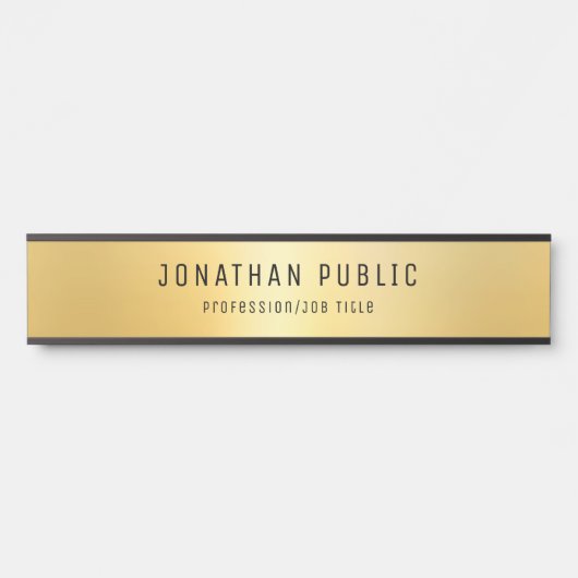 Glamourös moderne Vorlage Schwarz und Gold lang Türschild (Vorderseite )