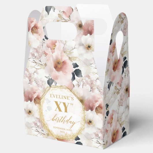 Glamourös rot Rosa rustikale Elfenbeingoldfarbe Geschenkschachtel (Geöffnet)