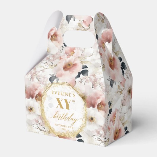 Glamourös rot Rosa rustikale Elfenbeingoldfarbe Geschenkschachtel (Vorderseite)