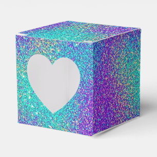 Glamourös violett türkisfarben funkelnd glitzernd  geschenkschachtel