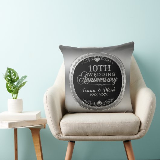 Glamouröse 10. Silver Wedding Template Kissen (Stuhl )