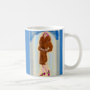 glamouröse 1920er-Frau in Pelzmantel Kaffeetasse