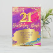 Glamouröse 21. Geburtstagsfeier-Party Einladung (Stehend Vorderseite)