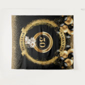 Glamouröse 50. Geburtstagsgrauer Hintergrund Rosa Wandteppich (Vorderseite (Horizontal))