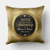 Glamouröse 50. Gold-Hochzeitsvorlage Kissen (Rückseite)