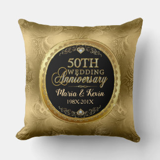 Glamouröse 50. Gold-Hochzeitsvorlage Kissen