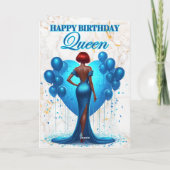 Glamouröse Afrikanerin Blue Birthday Karte (Rückseite)