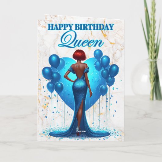 Glamouröse Afrikanerin Blue Birthday Karte (Rückseite)