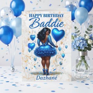 Glamouröse Afrikanerin Blue Birthday Karte