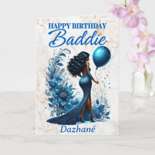 Glamouröse Afrikanerin Blue Birthday Karte
