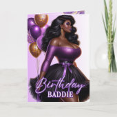 Glamouröse Afrikanische Amerikanerin Lila zum Gebu Karte (Vorderseite)