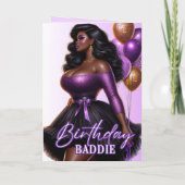 Glamouröse Afrikanische Amerikanerin Lila zum Gebu Karte (Rückseite)