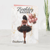 Glamouröse Afrikanische Amerikanerin Pink Birthday Karte (Rückseite)