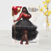 Glamouröse Afrikanische Amerikanerin Pink Birthday Karte (Gelbe Blume)