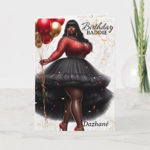 Glamouröse afroamerikanische Frau Rosa Geburtstag Karte
