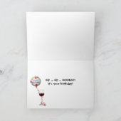 Glamouröse alte Dame mit Wein zum Geburtstag Karte (Innenseite)