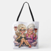 Glamouröse alte Damen mit Rotwein Tasche (Rückseite)