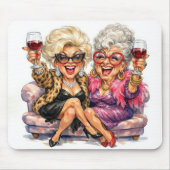 Glamouröse alte Damen mit Wein Mousepad (Vorne)