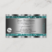 Glamouröse Aquamarine Glitzer-Stars hinzufügen Sil Visitenkarte (Rückseite)