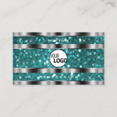 Glamouröse Aquamarine Glitzer-Stars hinzufügen Sil Visitenkarte (Vorderseite)