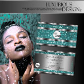 Glamouröse Aquamarine Glitzer-Stars hinzufügen Sil Visitenkarte