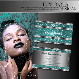 Glamouröse Aquamarine Glitzer Stars Silver Decke S Visitenkarte