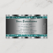 Glamouröse Aquamarine Glitzer Stars Silver Decke S Visitenkarte (Rückseite)