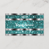 Glamouröse Aquamarine Glitzer Stars Silver Decke S Visitenkarte (Vorderseite)