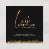 Glamouröse Black & Gold Lash Tech Rabattkarte (Rückseite)
