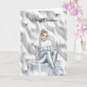 Glamouröse Blond Silber Weihnachten Karte