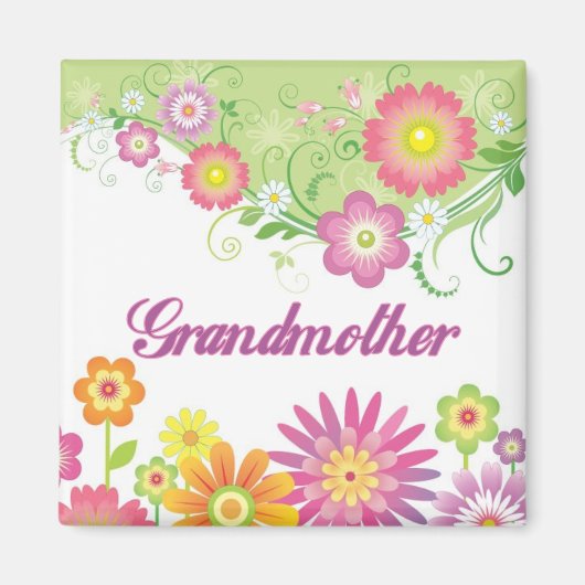 Glamouröse Blume Großmutter Magnet (Vorne)