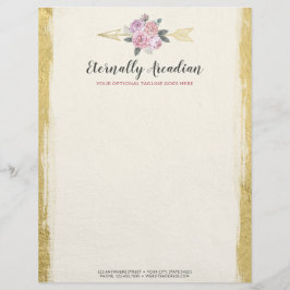 Glamouröse Bohemische Blumenpfeile Pink Gold Boho Briefbogen