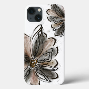 Glamouröse braune Blumenmalerei Case-Mate iPhone Hülle