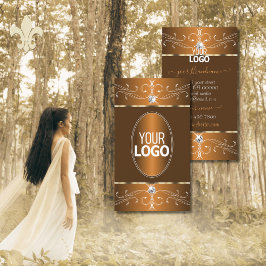 Glamouröse braune Orange Verzierte Ornamente mit L Visitenkarte