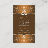 Glamouröse braune Orange Verzierte Ornamente mit L Visitenkarte (Rückseite)